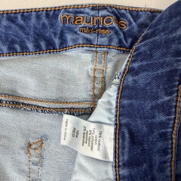 Maurices Mid Rise Skinny Jeans Womens 16W Distressed Stretch Blue Denim Plus Siz - Picture 5 of 12